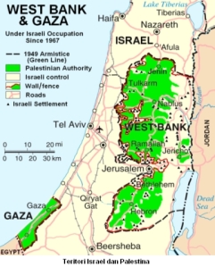 Sisa teritori Palestina setelah dicaplok Israel, tinggal 22 %. Rencana berikutnya, Yerusalem dijadikan ibukota Israel. Kerakusan Israel ini didukung penuh oleh presiden Barack Obama.